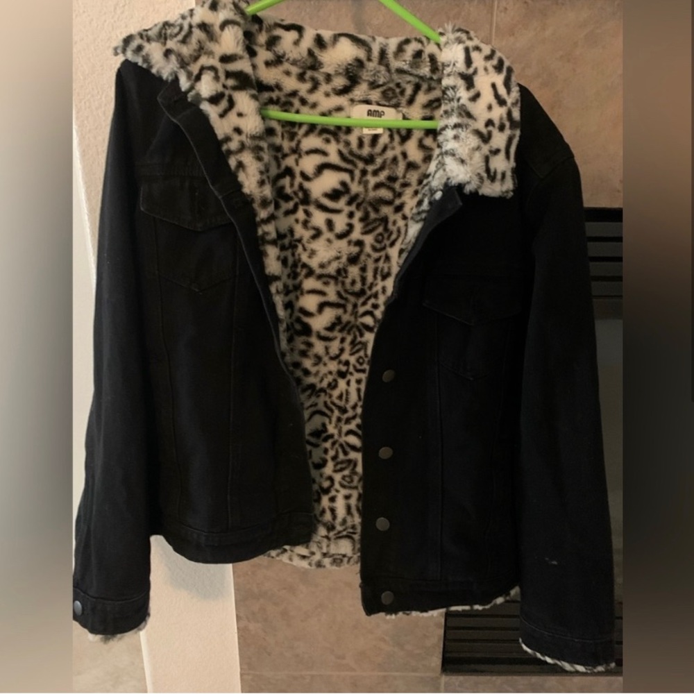 Black denim Cheetah Jacket